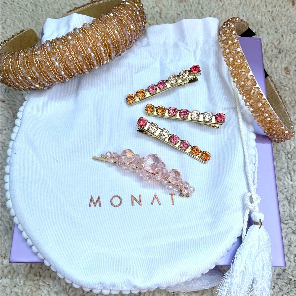 Hand beaded headbands & sparkling crystal gemstone hair clip barrette